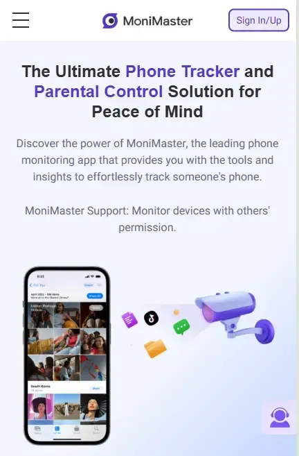 Monimaster homepage screenshot.